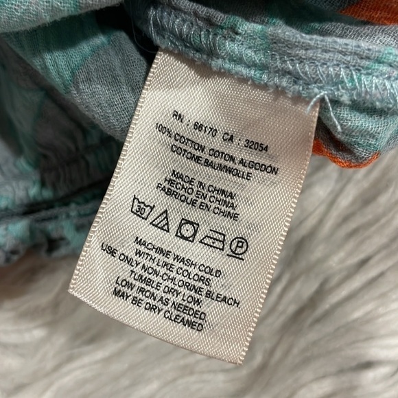 Anthropologie Blue and Orange Smocked Puff Sleeve Blouse - Picture 4 of 10